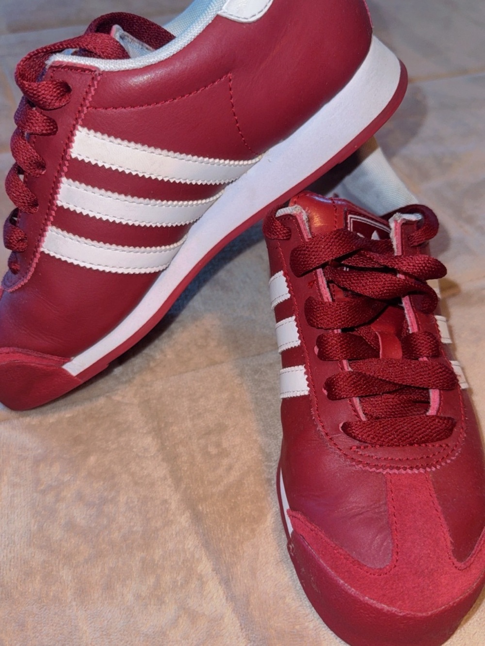 adidas Red and White Women's Lace-Up Sneakers